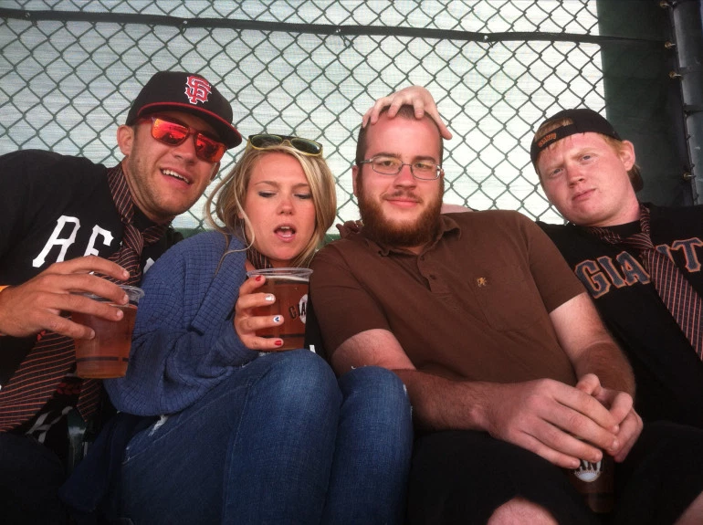 Melvin, Brittney, Bennett, and Mickenzie at a Giants game